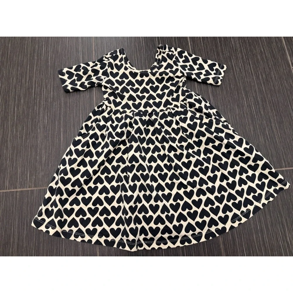 Hanna Andersson Skater Dress Girls Sz 4 Double Pockets Polka Dot Hearts Play